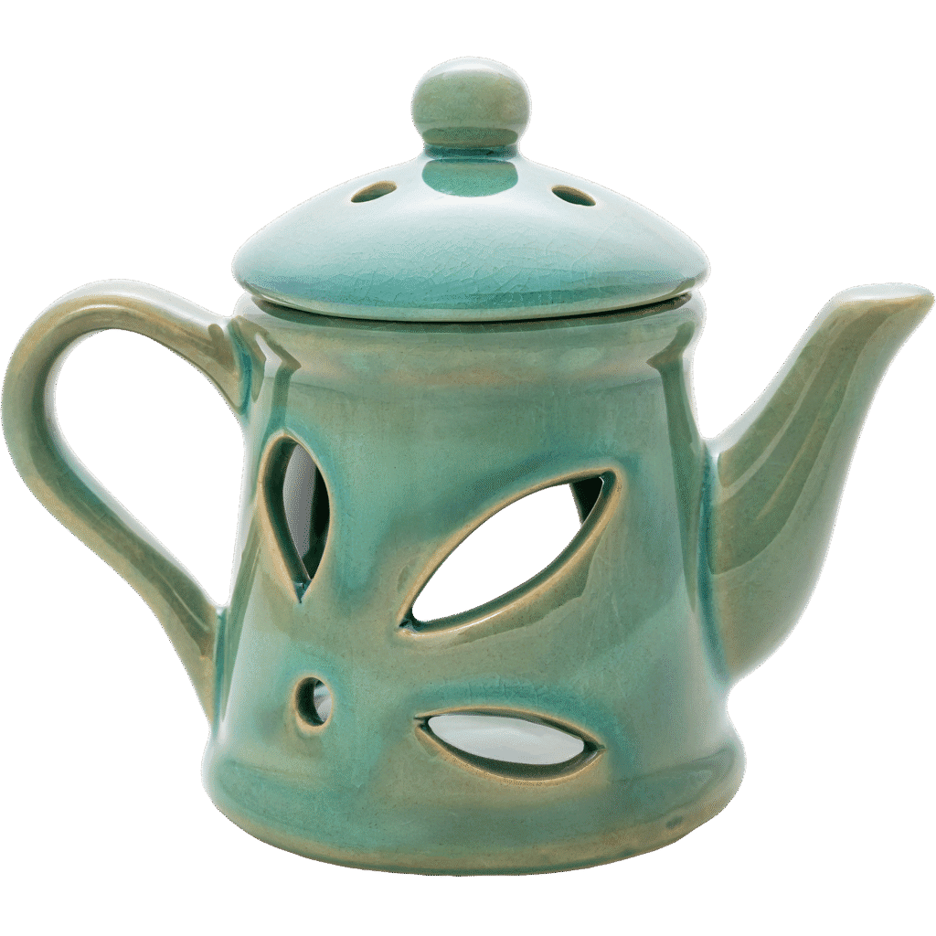 Quemador Tetera para Wax Melts Quemador de cera y aceites esenciales en forma de tetera verde