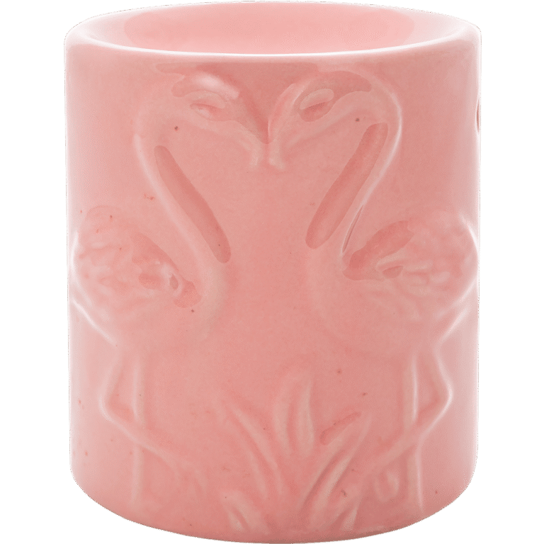 quemador de aceite esencial y cera rosa oscuro con diseño de flamencos