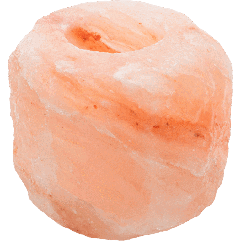 Portavelas de Sal del Himalaya, con textura natural y tonos cálidos de rosa y naranja.